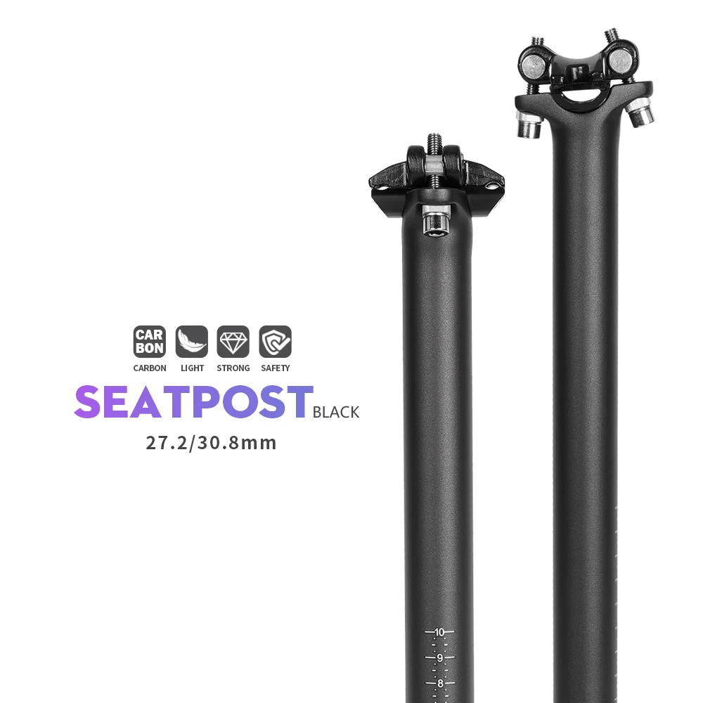 TOSEEK Bike Carbon Seatpost 27.2/30.8mm Matte Black Bike Canote Carbon Fiber Seat Tube MTB Seat Post Bicycle parts