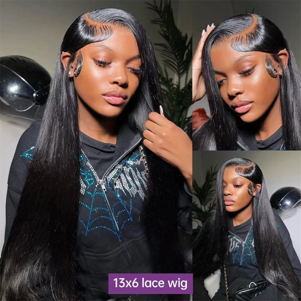 Nadine 34 Inch 13x4 Straight Lace Front Human Hair Wigs For Women 13x6 Bone Straight Lace Frontal Wigs For Women Pre Plucked