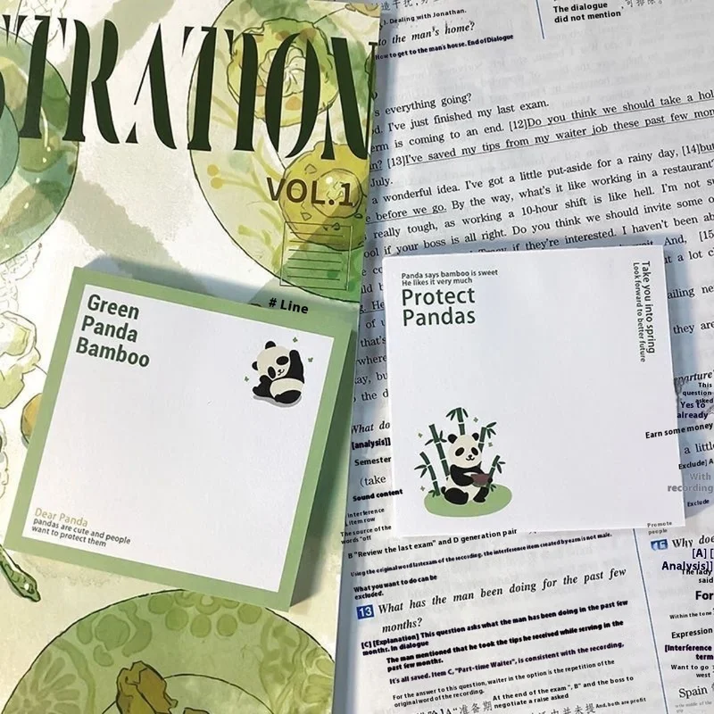 Protect Panda Notepad High appearance level Minimalist Message Paper Sticky Notes Cute Panda with sticky studentledgerdecoration