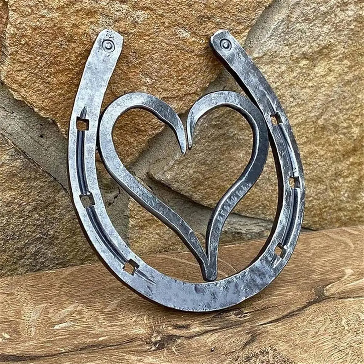Handmade Horseshoe, Cast Horseshoe Wall Decor, Good Lucky Horseshoe, Hand Cast Horseshoe with Love Wall Decor A &LICG