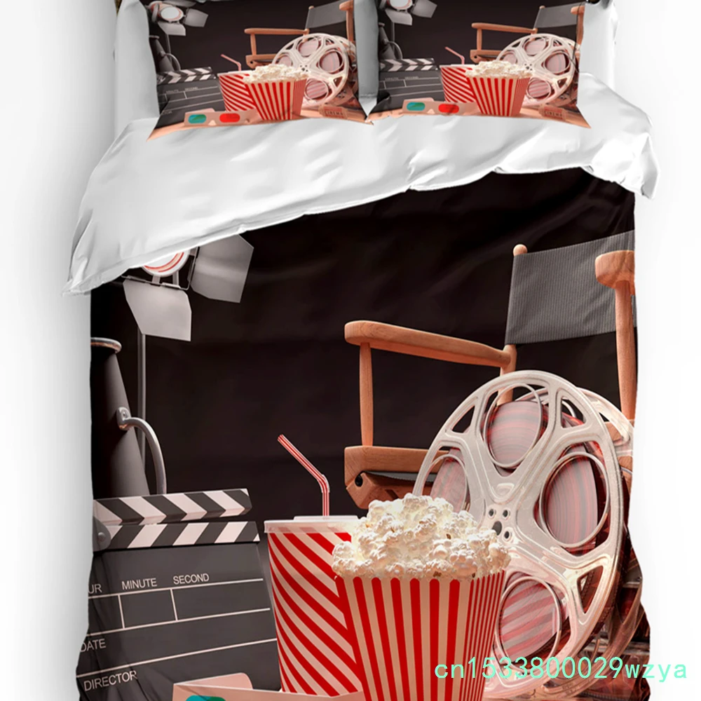 Popcorn Movie Glasses Bedding Set 3pcs Boys Girls Duvet Cover Pillowcase Kids Adult Quilt Cover Double Bed Set Home Textile