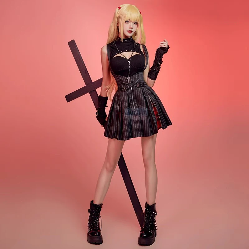 

Женская мода, сексуальный топ, юбка, ожерелье, костюм, готическое платье JK, карнавальная одежда на Хэллоуин, аниме Death Note MisaMisa, костюмы для косплея