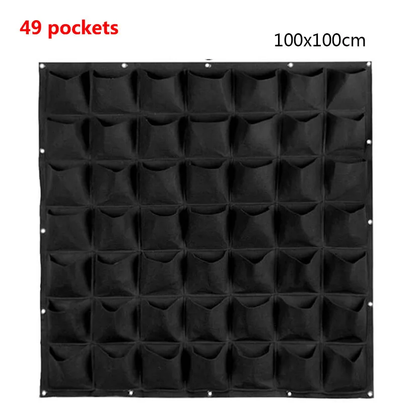 49 Pockets Black wall hanging planters grow bags Pots Vertical garden Wall-mounted Planting Bags Nursery Bags Garden Supplies Q1