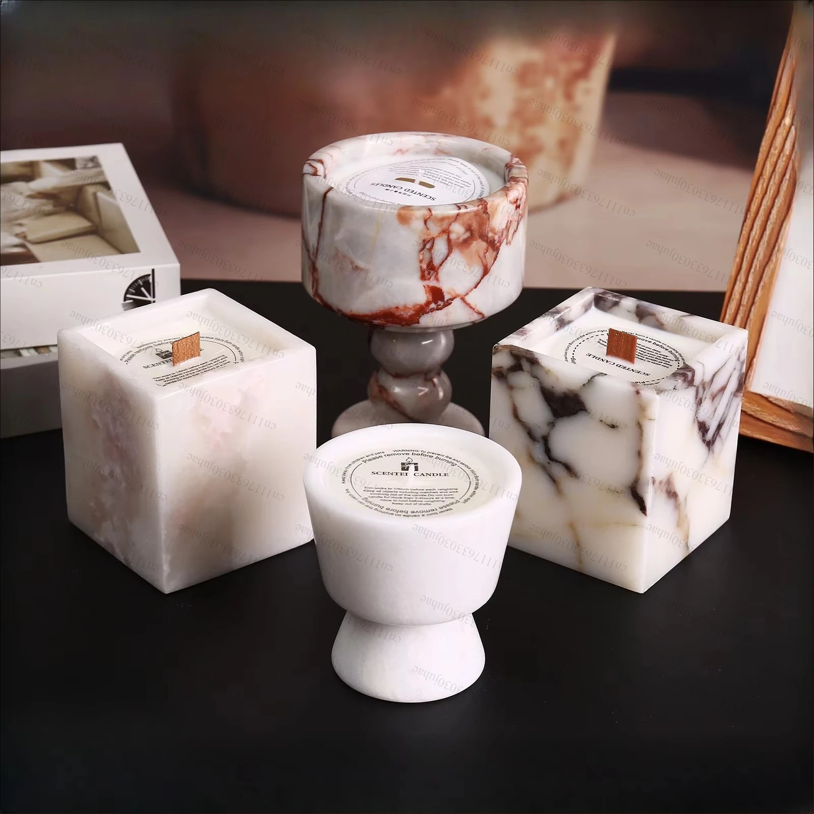 White Natural Marble Tall Candle Holder, Vintage Exquisite Home Decor, Versatile Atmosphere Ornament