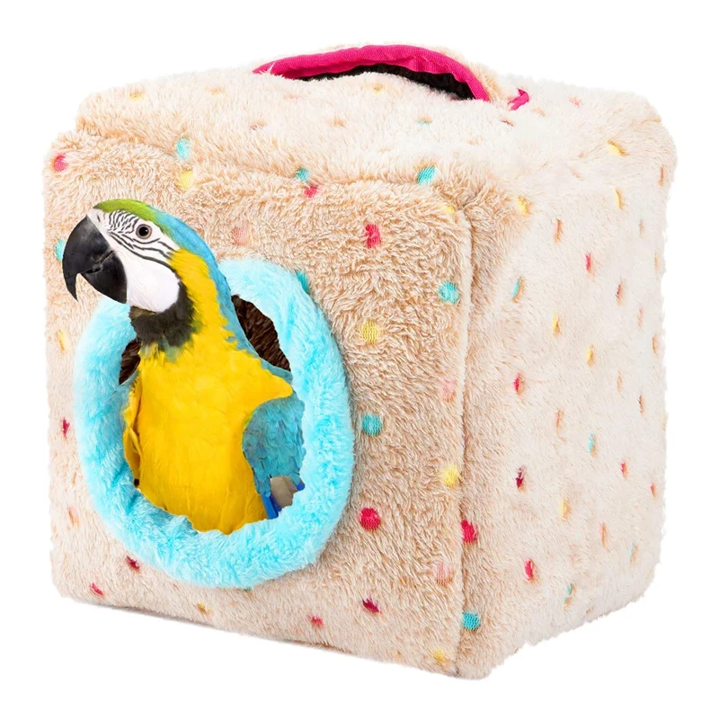 Bird Snuggle Hut Nest- Winter Warm Plush Birds Nest House Hanging Snuggle Hideaway Cave Bed Toy For Large Birds Parrots-Large Si