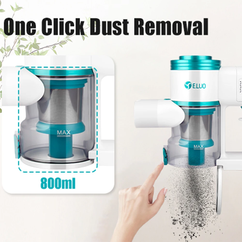 Cordless vacuum cleaner with LED display stick, strong suction, anti entanglement handheld car vacuum cleaner suitable for hardw