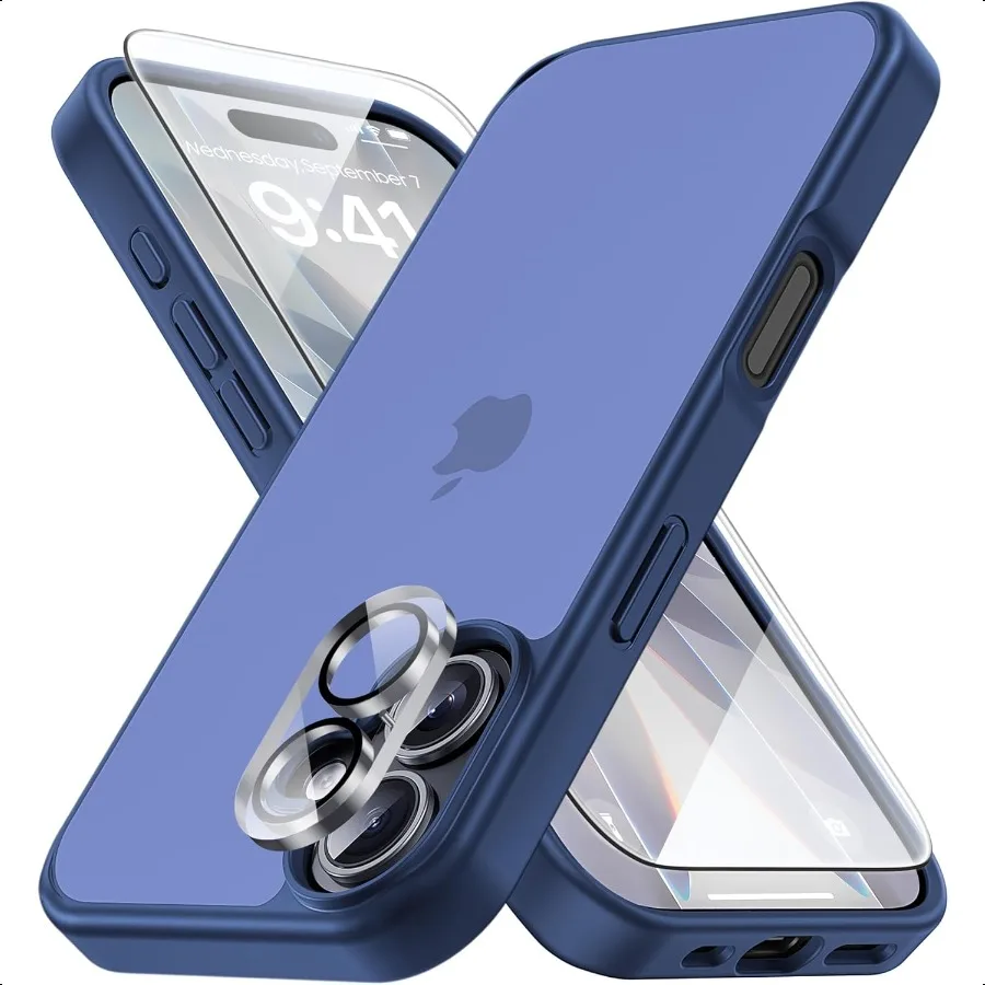 

3 in 1 for iPhone 17 Phone Case1X Screen Protector +1X Camera Lens Shockproof for iPhone 17 Case Military Grade Drop Protection
