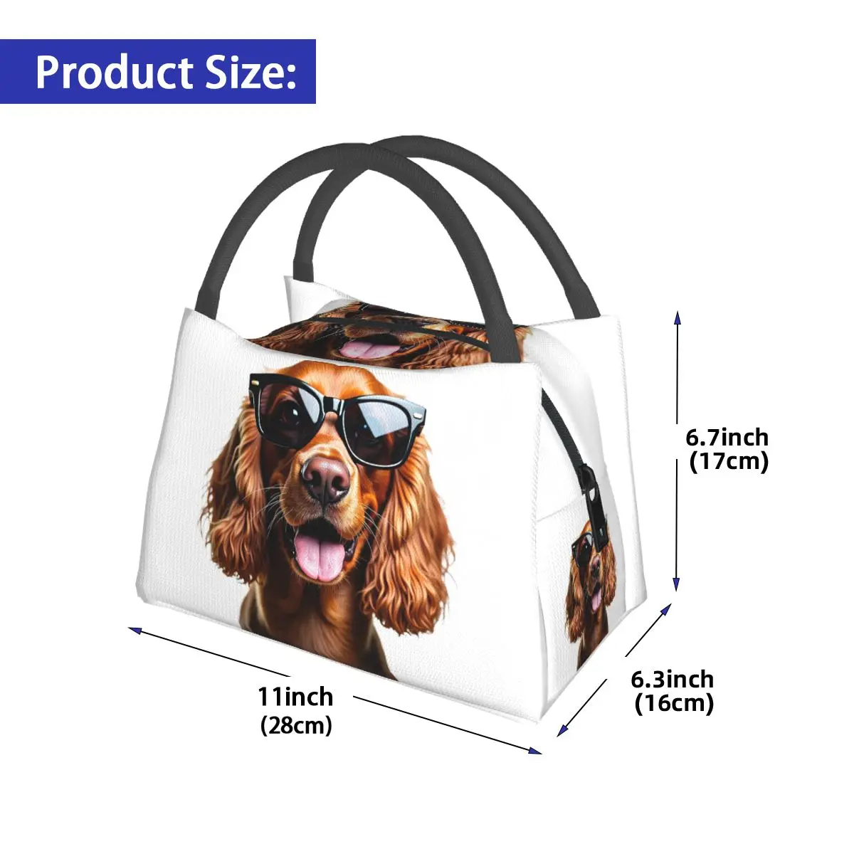 Funny Cool Cocker Spaniel Wearing Sunglasses Insulated Lunch Bag for School Bento Storage Food Boxes Portable Thermal Lunch Box