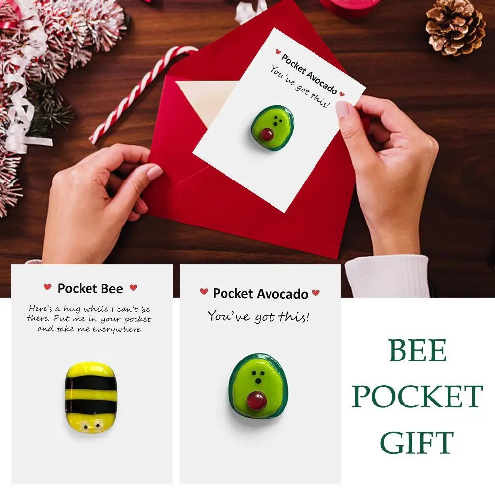 1Pc A Little Pocket Bee, Mini Cute Penguin Pocket Hug Avocado Decoration Stress Relief Toy Special Encourage Birthday Wedding