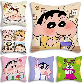 Güzel c-mum boya yastık kapakları karikatür kanepe dekoratif ev çift taraflı baskı kısa peluş sevimli minder örtüsü s-shins c-chans