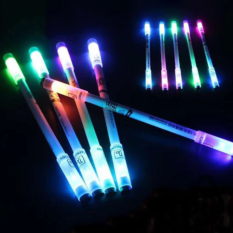 Cool Rotating LED Flash Gel Pen with Light Students Fashion 0.5mm Spinning Pen