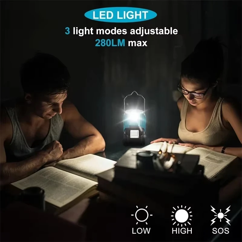 Портативный инвертор мощности 220 В, уличный мобильный инвертор литиевой батареи со светодиодной подсветкой для литий-ионной батареи Makita 18 В