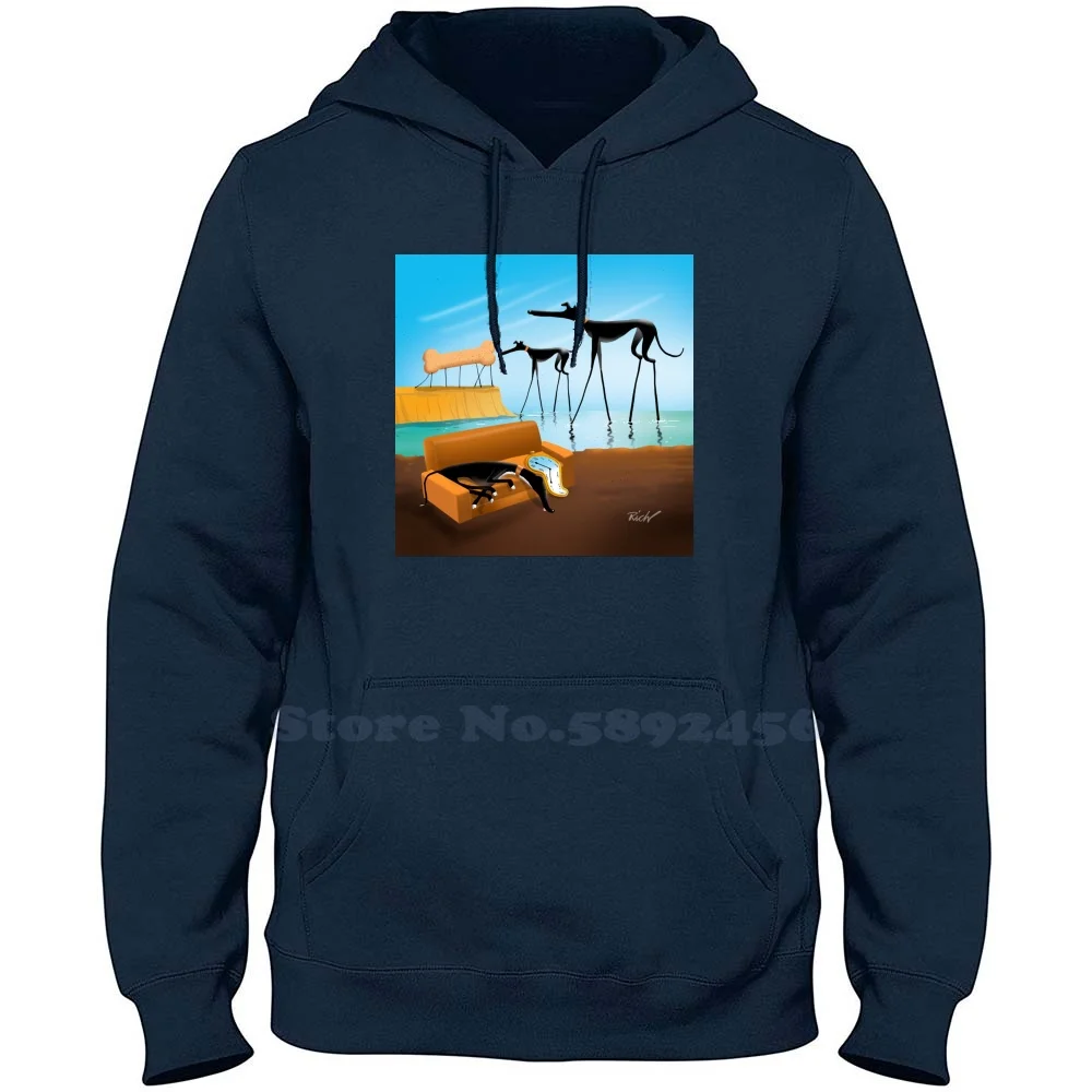 Greylvador Dali 100% Pure Cotton Hoodie Greyhound Lurcher Whippet Dogs Surrealism Dali Humour Humor Funny Richskipworth Rich