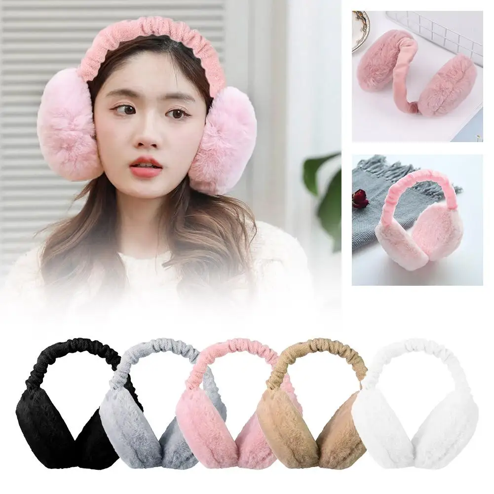 Soft Plush Ear Warmer Folding Warm Earmuffs Solid Color Freezing Folding Comfortable Warm Earflap Anti Winter Ear Muffs Z6W7