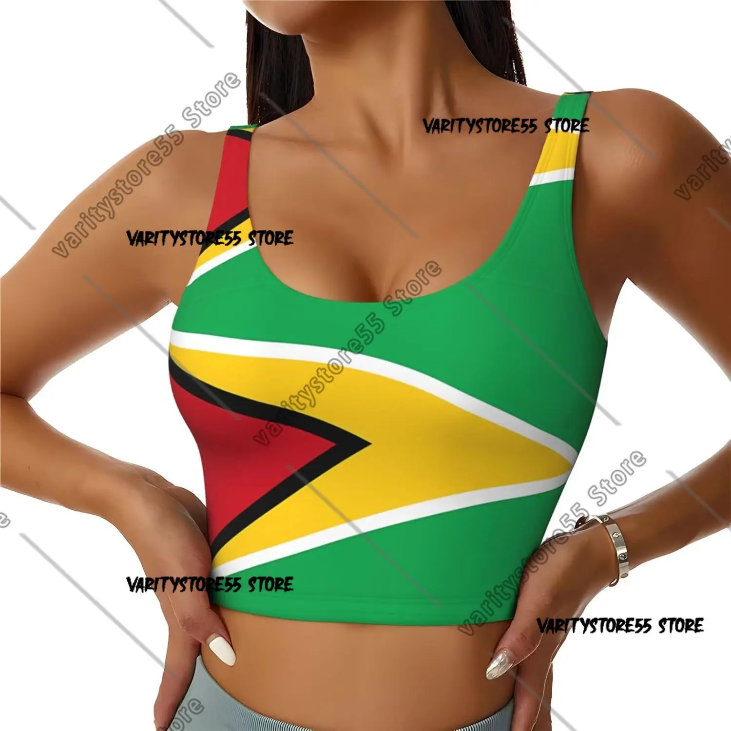 Flag Women's Sports Bras Yoga Crop Gym Tank Tops Back Exercise Workout Top Removable Pads Fitness Sleeveless Shirt