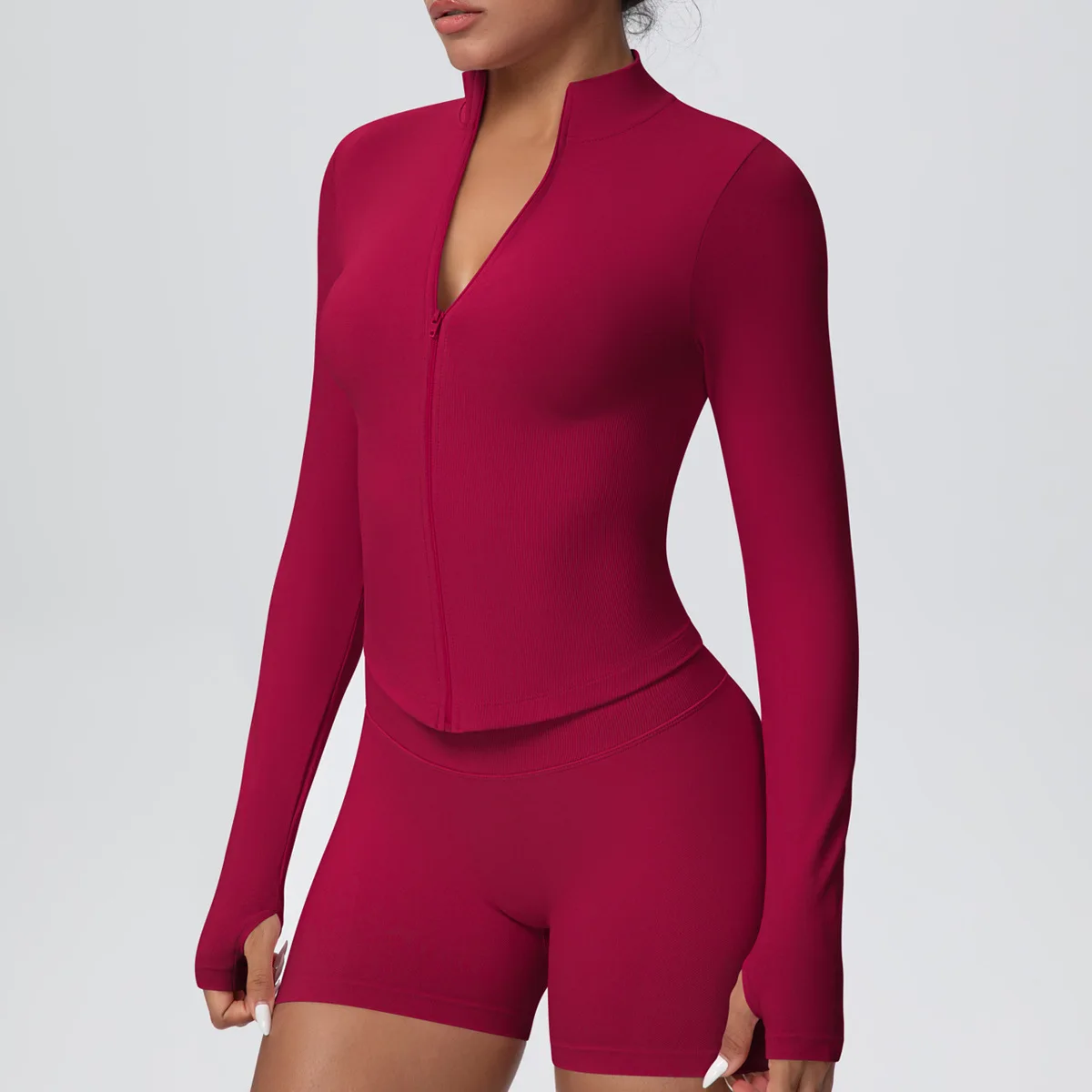 

Women's Seamless Yoga Top Stand Collar Zipper Long Sleeve Yoga Jacket Tight Quick-Dry Outdoor Running Fitness Sport Wear