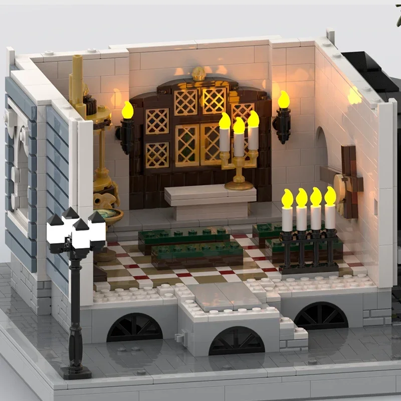 Modello Medievale Street View Moc Mattoni da costruzione Tecnologia della Chiesa di New Orleans Blocchi modulari Regalo Giocattolo di Natale Set fai da te Assemblaggio