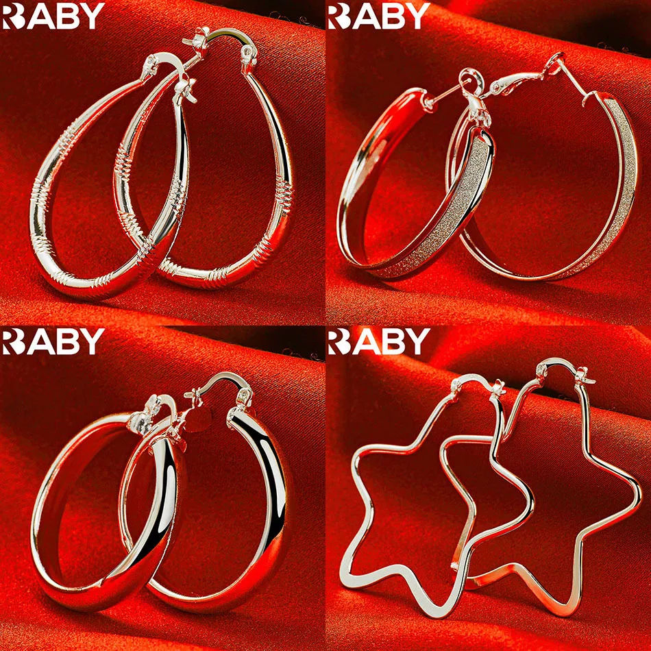 

URBABY 925 Sterling Silver Geometric Hoop Earrings For Women Fashion Jewelry Charm Grace Noble Wedding Accessories