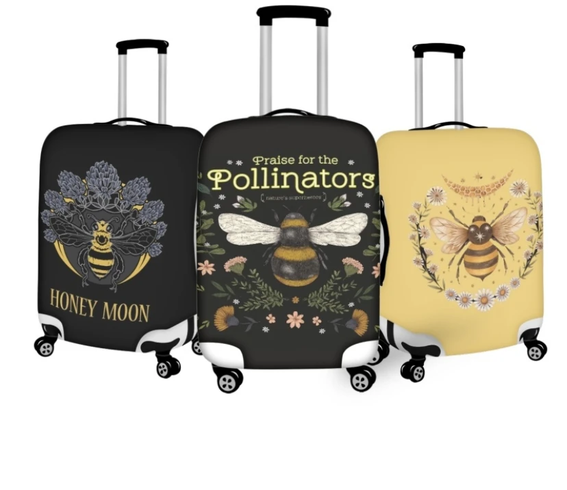 

Cute Cartoons Honey Moon Bee Pattern Luggage Cover Wear-resistant Suitcase Covers Protective Zipper Travel Accessory 18-32 Inch