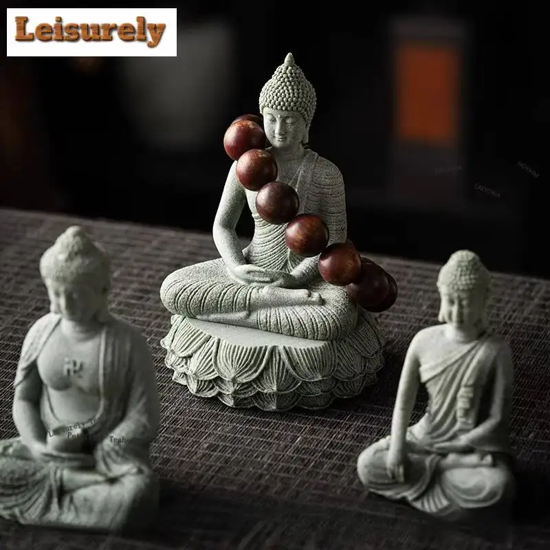 Blue Sandstone Tathagata Buddha Tea Pet Vintage Tea Spirit Tea Figurine Play Toys Tea Statue Ornaments Can Be Raised Craft Gifts
