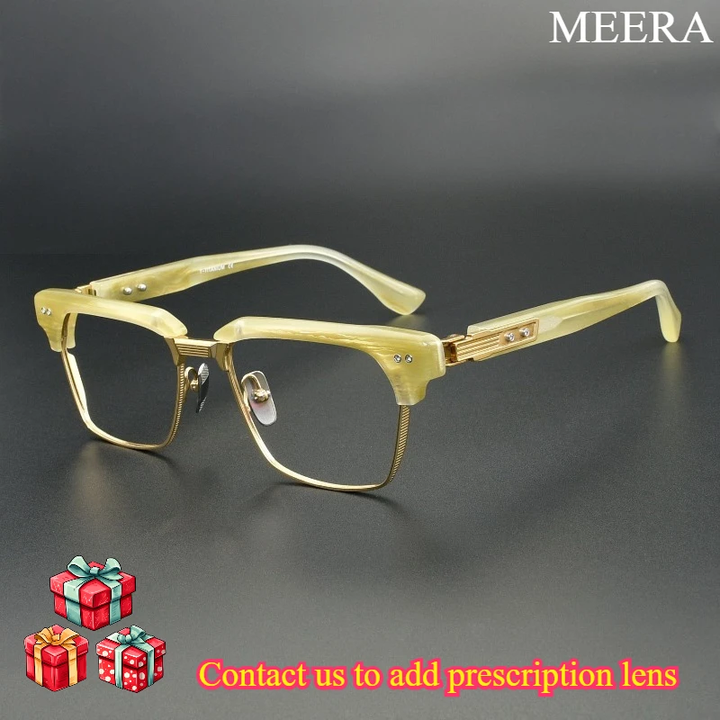 

New Designer Clear Grey EyeBrow Full Optical Frame Titanium and Acetate Lightweight Eyeglasses for City Commute&Coworking Days