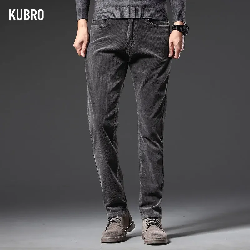 KUBRO-calça masculina larga estilo inglês, calça jeans confortável, casual de negócios, nova moda, alta qualidade, primavera, verão, 2023