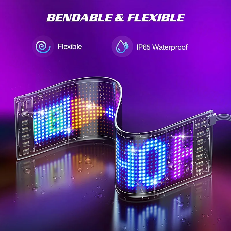 LED Matrix Pixel Panel, Scrolling Bright Advertising LED Signs, DIY Flexible Screen USB 5V LED Car Sign Bluetooth App Control