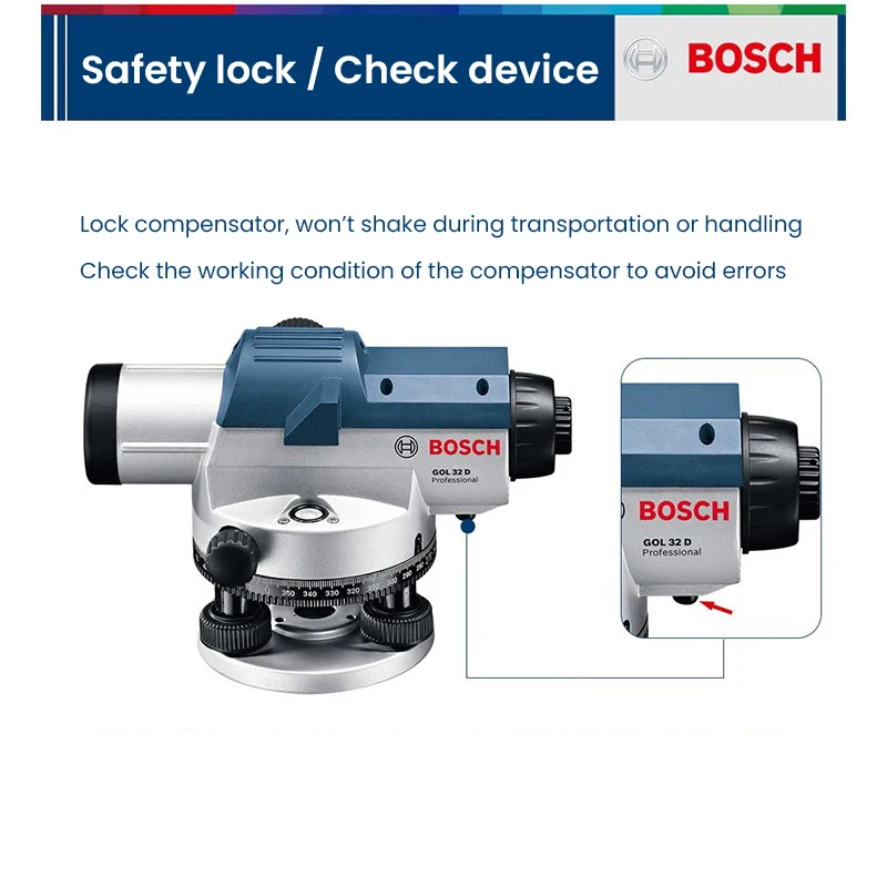 Bosch GOL 32 D Professional Optical Level Self-leveling Instrument 32X Magnification 120m Range Automatic Engineering Level