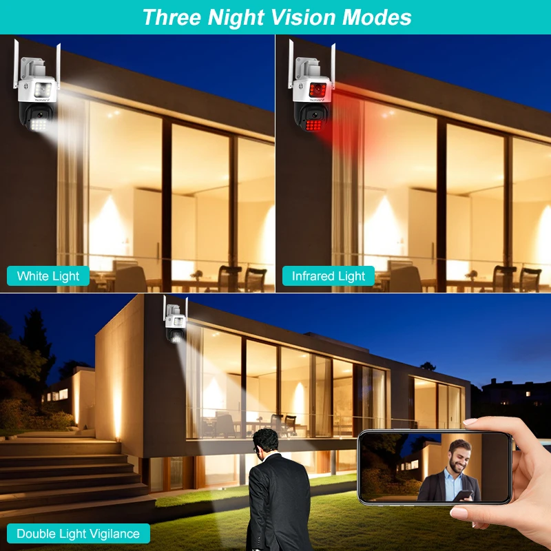 Vstarcam 2MP IP WiFi Outdoor Camera Dual-Lens Dual-Screens 1080P AI Human Detection Security Night Vision 2-Way Audio