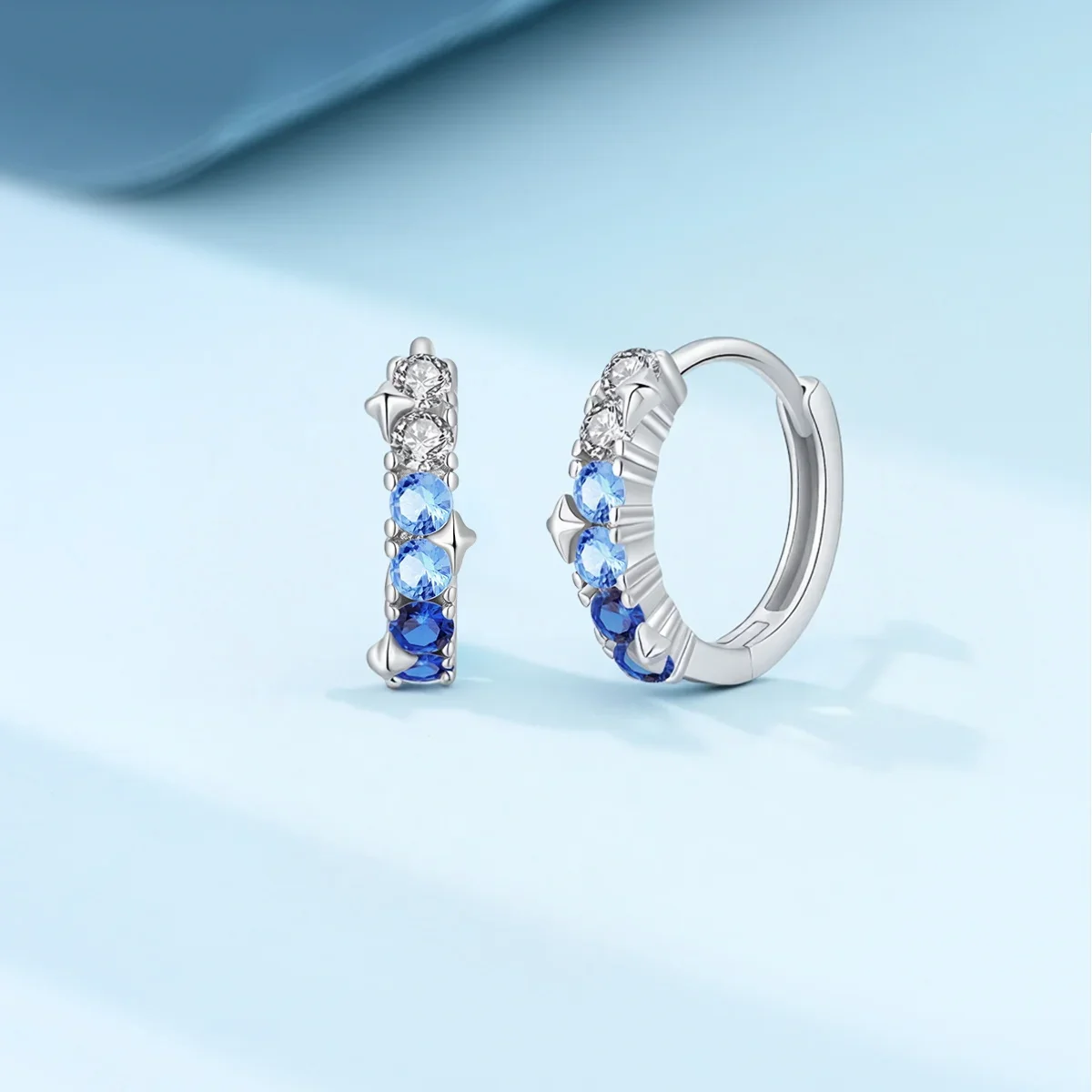Women Earrings 925 Silver Plated Blue Zircon Moon Star Drop Ear Cross Medusa Hoop Earrings Fashion Jewelry Birthday Fine Gift