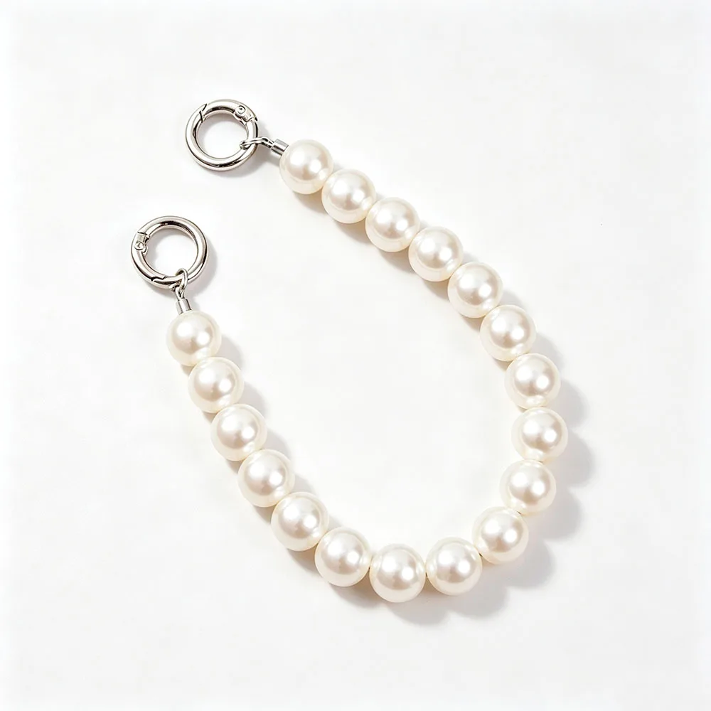 

Fashion Imitation Pearl Accessories for Cell Phone DIY Beaded Chain Lanyard Short Phone Wrist Strap Anti-lost Handbag Charm