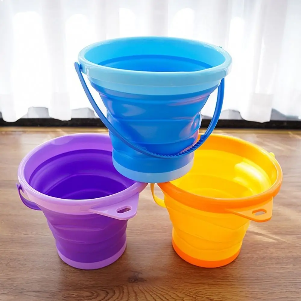 Draagbare strand opvouwbare emmers Multifunctionele ronde zandbak Speelgoedemmer Plastic intrekbare strand opvouwbare emmer Autowassen