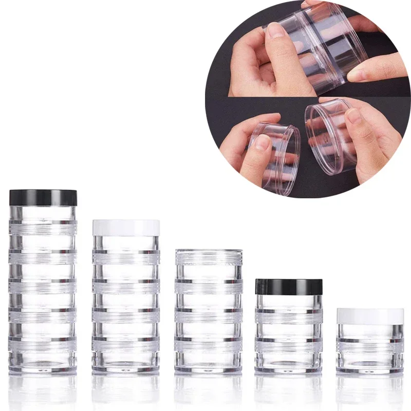 

24Pcs 5g/10g Mini Stackable Plastic Creams Jars Round Clear Storage Boxs Empty Cosmetic Container For Eyeshadow Crafts Nail Art