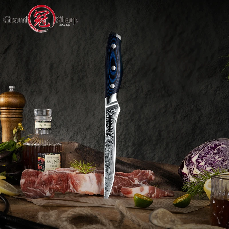 Grandsharp Boning knife 67 layers AUS10 Japanese Damascus steel chef G10 kitchen knives butcher slicing tools ribs jamon cooking