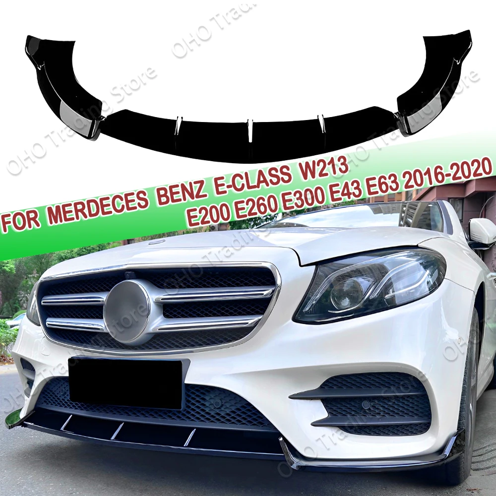 Car Front Bumper Splitter Lip Diffuser Body Kit Spoiler Guard For Mercedes Benz E-Class W213 E200 E220 E300 E63 AMG 2016-2020