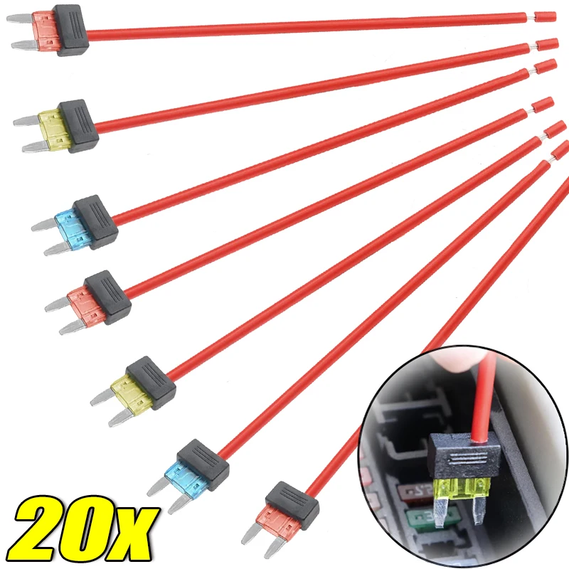2/5/10/20pcs Blade Fuse Extension Cord 10A 15A 20A Mini Standard Car Fuse Holder 16AWG Add-a-circuit for TAP Adapter ATM APM