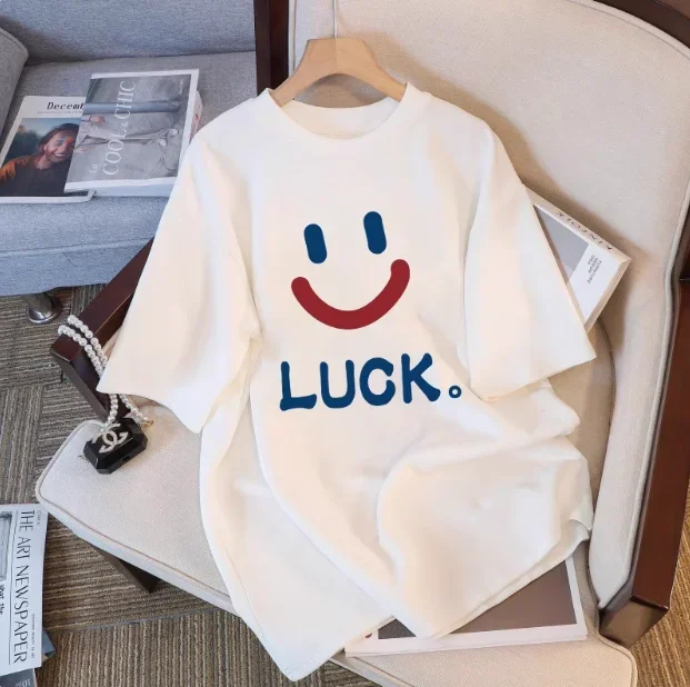 

White Short-sleeved T-shirt Women 2025 Summer New Explosive T-shirt Fashion Everything Top Round neckT-shirt Regular style
