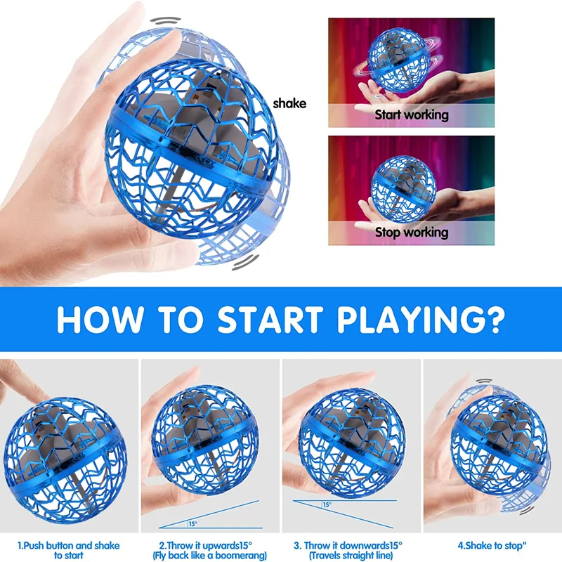 Original Product Fly Ball Hover Ball LED Light Rotating Fly Ball Toy Flying Drone Ball 2023 Indoor and Outdoor Children\'s Gift