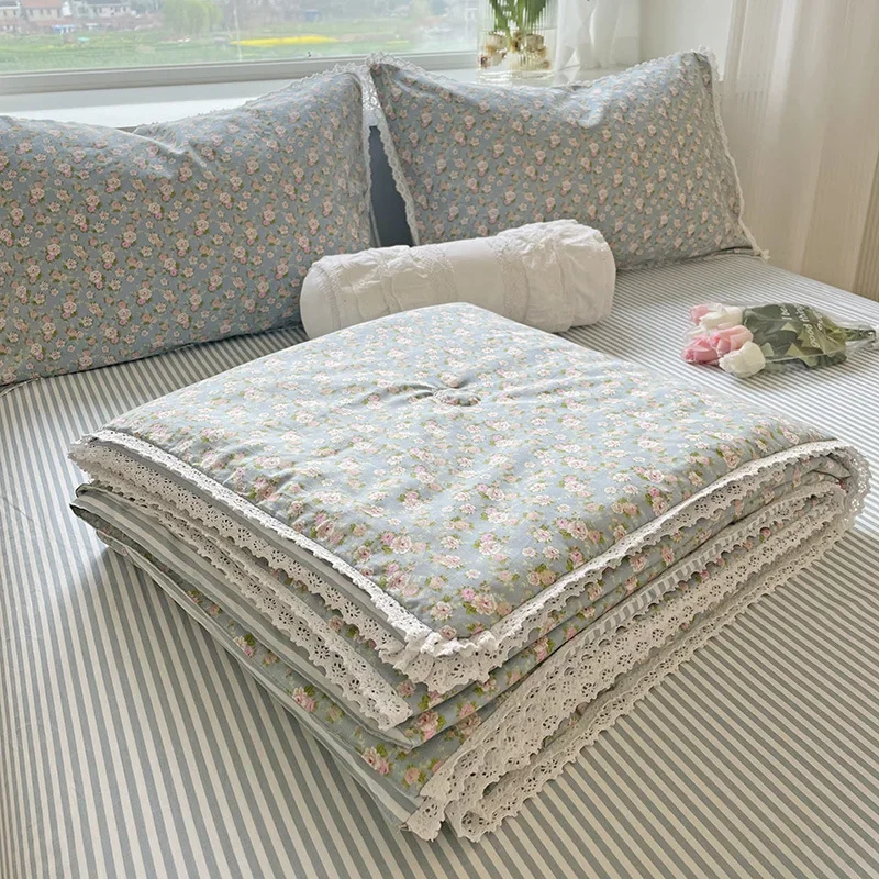 Pure Cotton Summer Cooling Duvet 1-Piece Lace Soybean Fiber Airable Cover