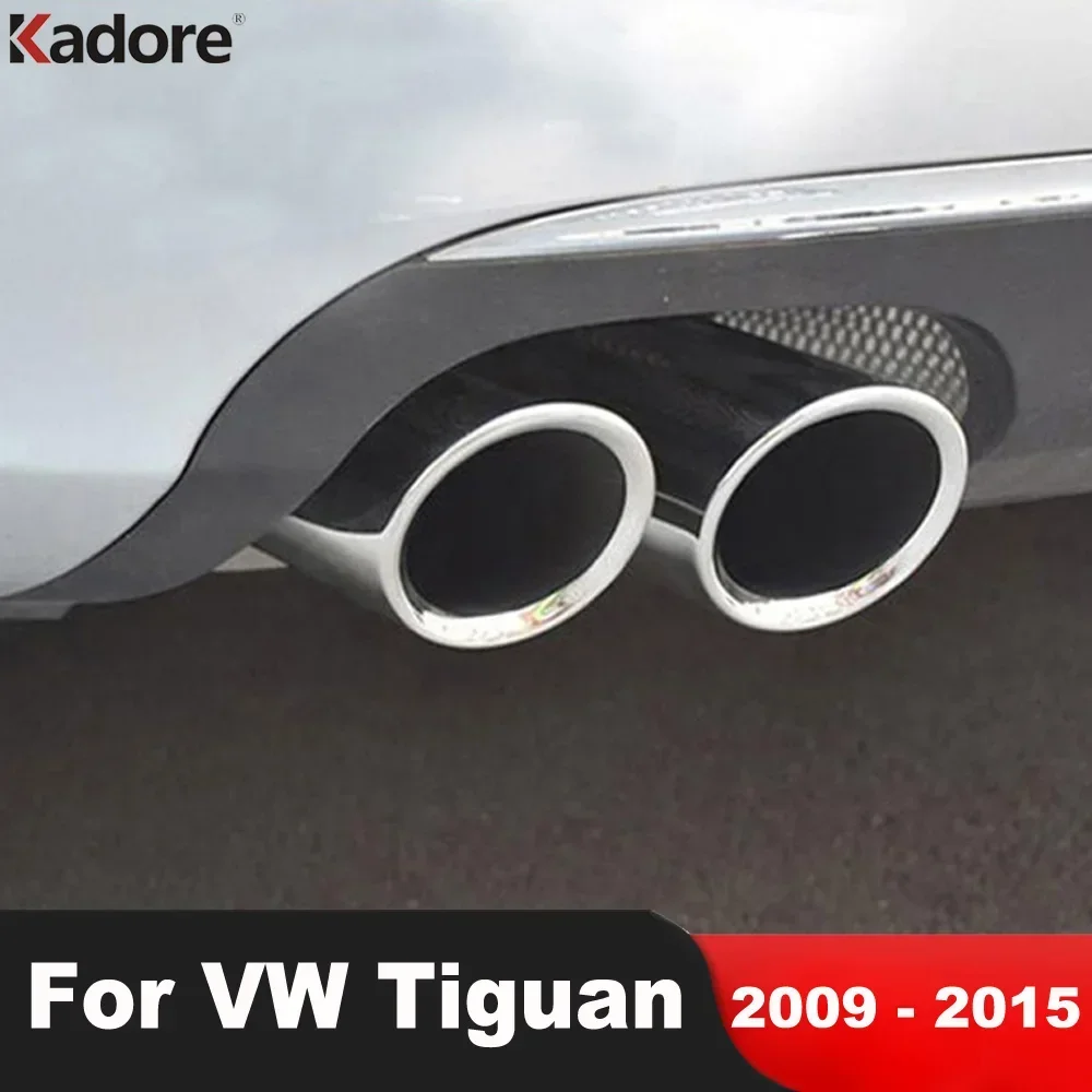

Наконечник заднего глушителя для Volkswagen VW Tiguan 2009-2012 2013 2014 2015, стальные автомобильные хвостовые трубы, аксессуары для отделки глушителя