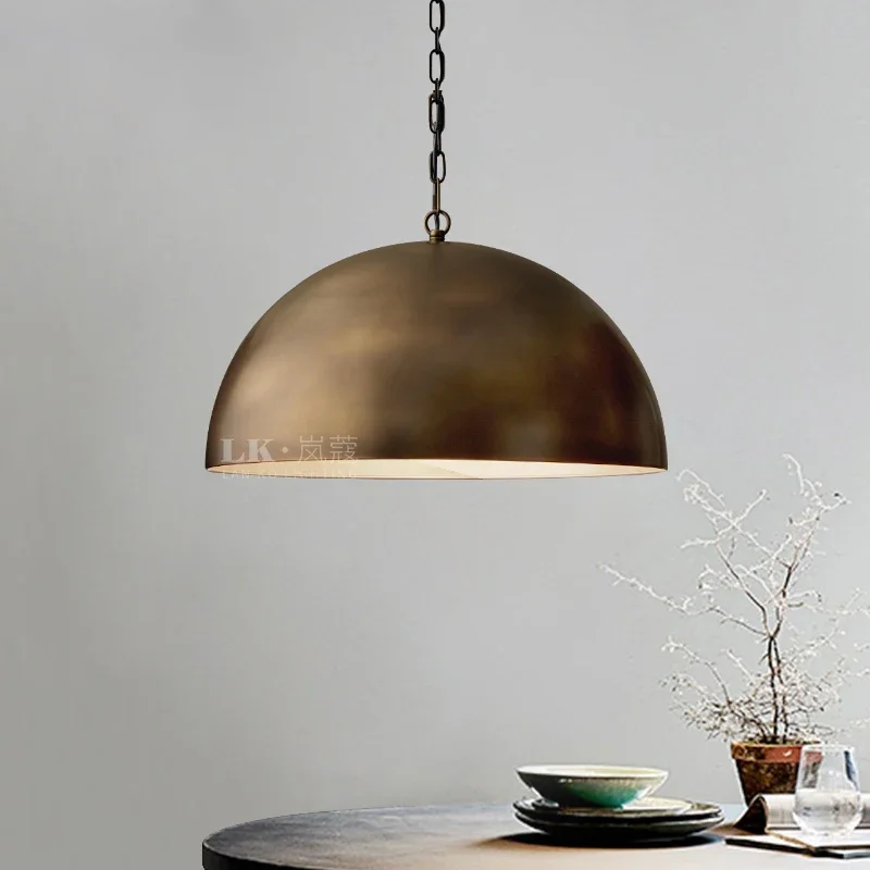 American Designer Brass Pendant Light for Kitchen Island Dining Room Restaurant Bar Decor Vintage Copper Hanging Lamp Fixture