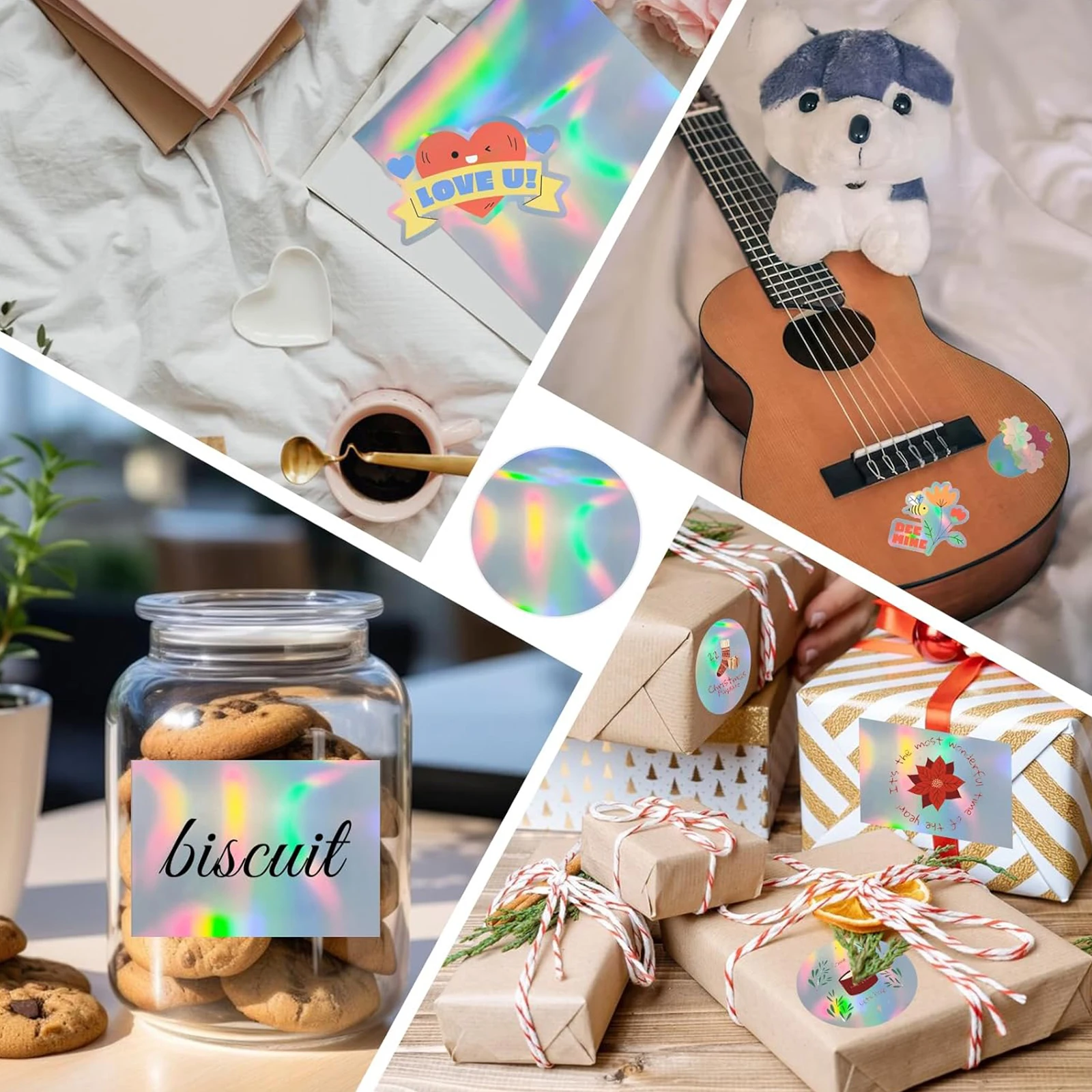 10/20 Sheets Holographic Sticker Paper for Inkjet & Laser Printer, Printable Vinyl Rainbow Sticker Paper Waterproof Self-Adhesiv