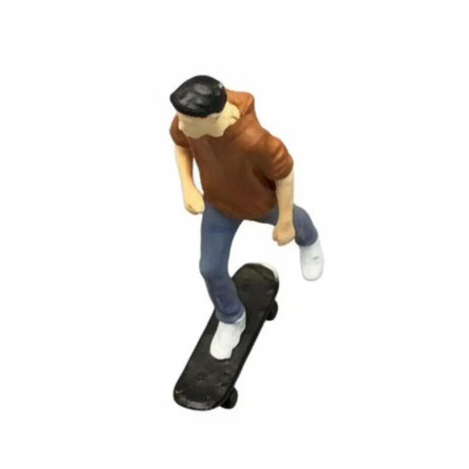Resin Skateboarder Figurine Small Painted Street Boy Mini Model for Cityscape Diorama Display 1 64 Scale