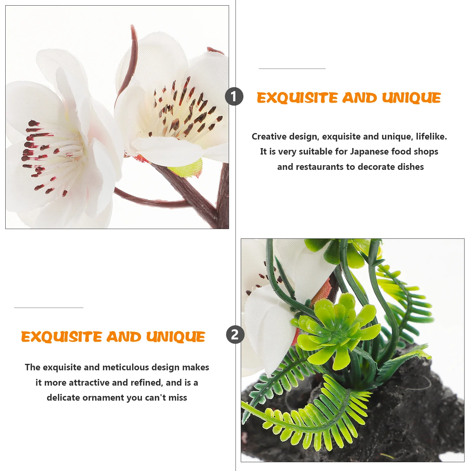 

2pcs Plum Blossom Bento Decoration Japanese Cold Dish Artificial Flower Adornment For Sushi Plate Sashimi Serving Decor Fake