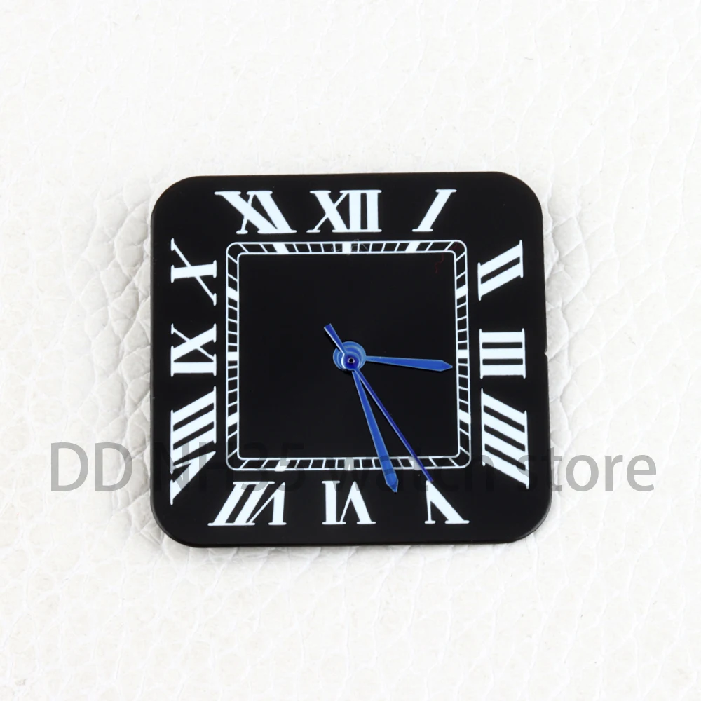 27mm NH35 Watch Dial Face Square Roman Dial for Santos NH35 NH36 NH38 Movement Blue/Black Hands Steel Parts Watch Accessories