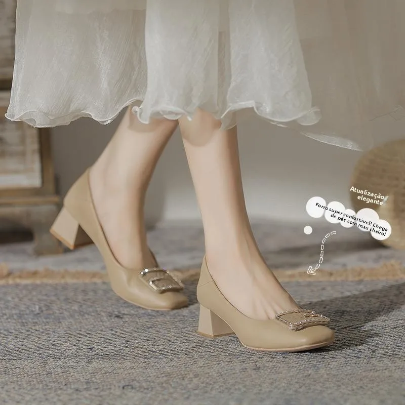 gold-rich-2024-new-women's-shoes-british-style-medium-heel-single-shoes-versatile-genuine-leather-thick-heel-loafers