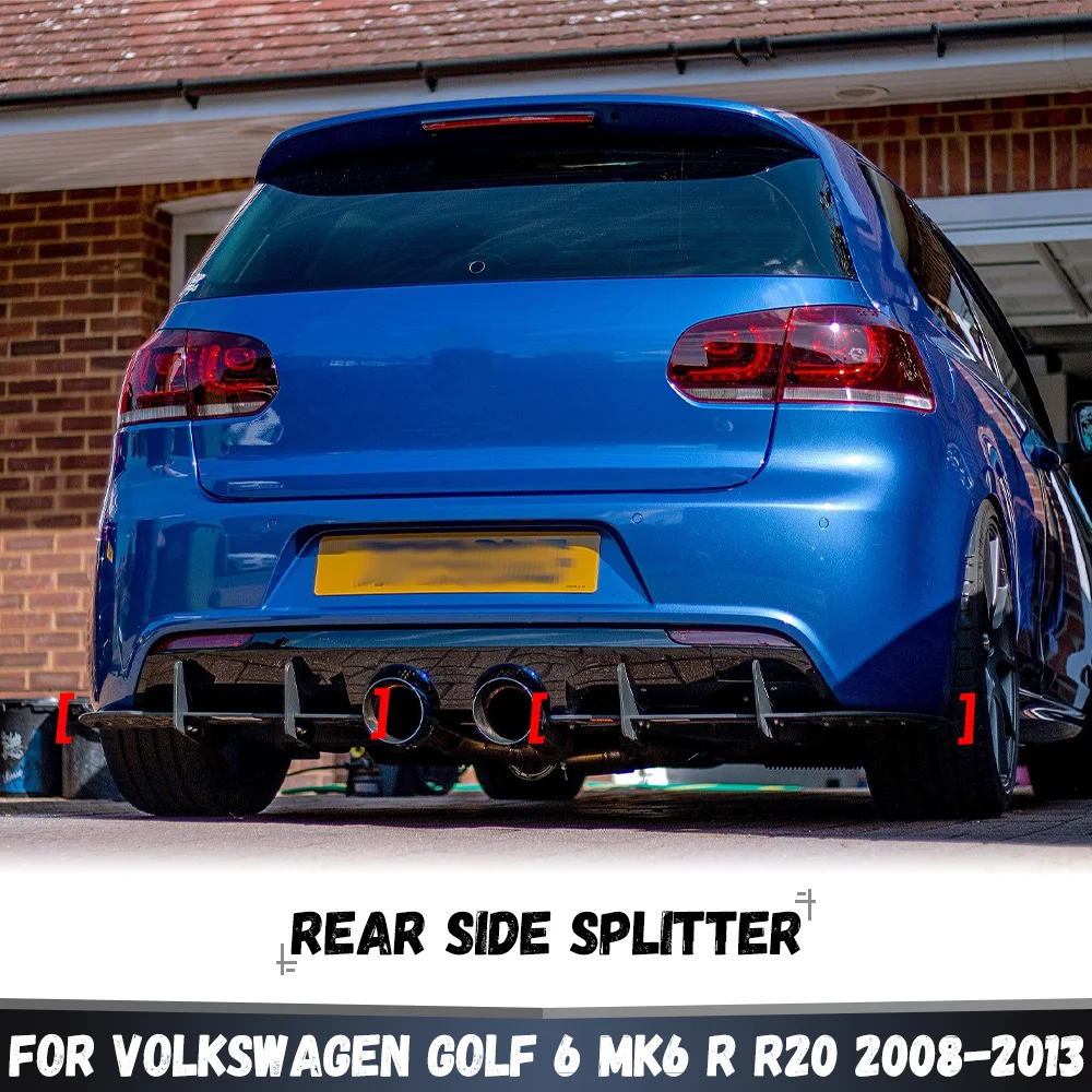 Car Rear Bumper Diffuser Tail Apron Flaps Side Splitters For Volkswagen VW Golf 6R MK6 R 2008 2009 2010 2011 2012 2013