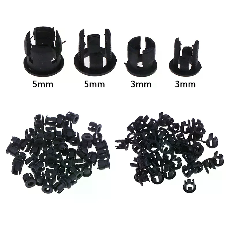 50Pcs 3mm/5mm Plastic LED Holders Clips-Bezels Mounts Cases Housings Black