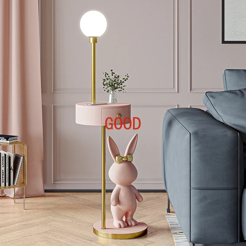 

Нордический мультяшный светильник-кролик: роскошный торшер-поднос, прикроватный столик, декор для гостиной и спальни, подарок на новоселье