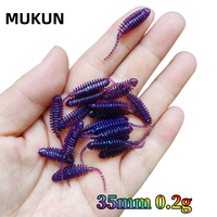 MUKUN 20PCS NEW AJING Soft Lure Rockfish Fishing Lures 0.2g/3.5cm MINI Artificial Bait Swimbaits Jig Lure Wobber Worm Tackle